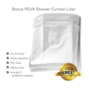 Juego de cortina de ducha blanca de tela gofre con forro_2