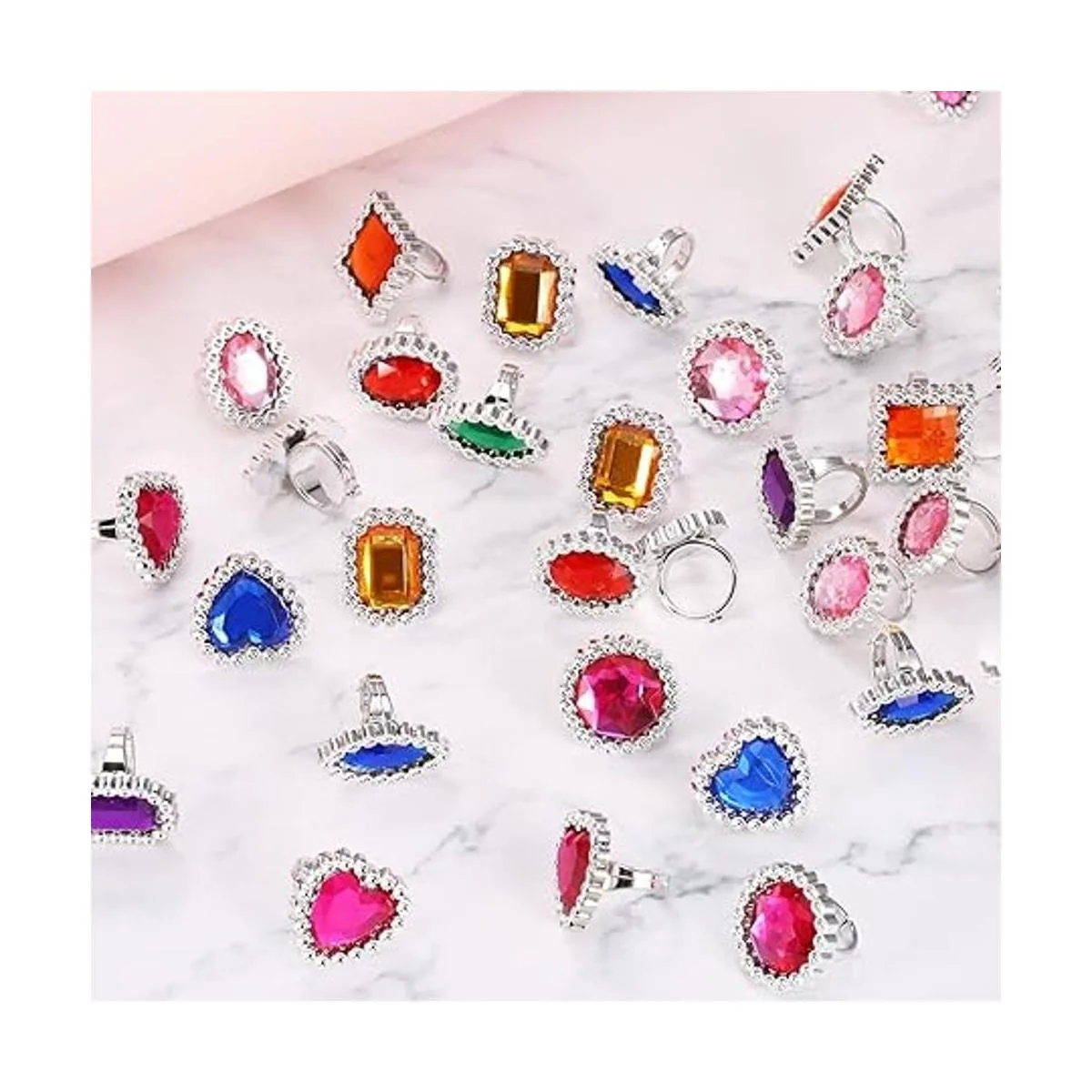 72 anillos de plástico coloridos brillantes ajustables_3