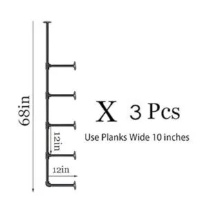 Estante industrial de tubo de hierro retro para montaje en_3