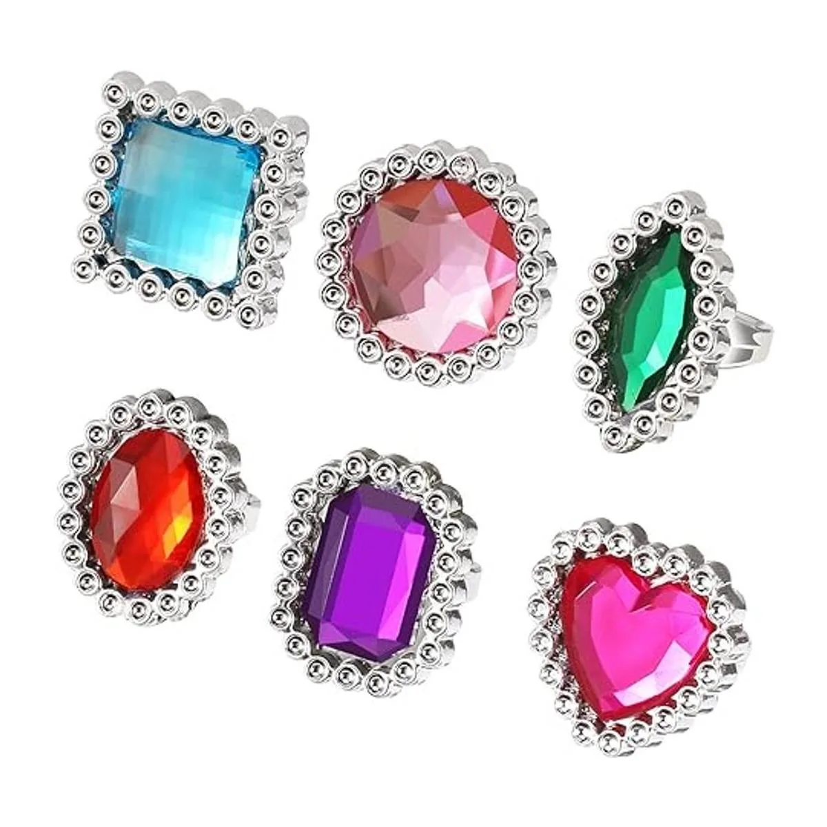 72 anillos de plástico coloridos brillantes ajustables_2