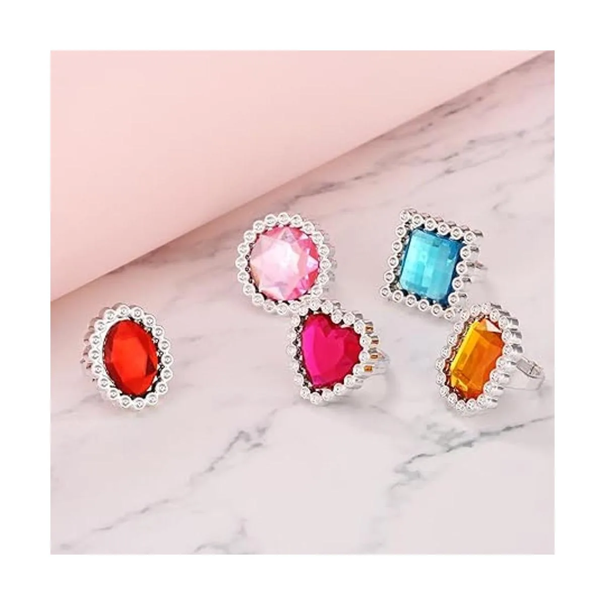 72 anillos de plástico coloridos brillantes ajustables_4