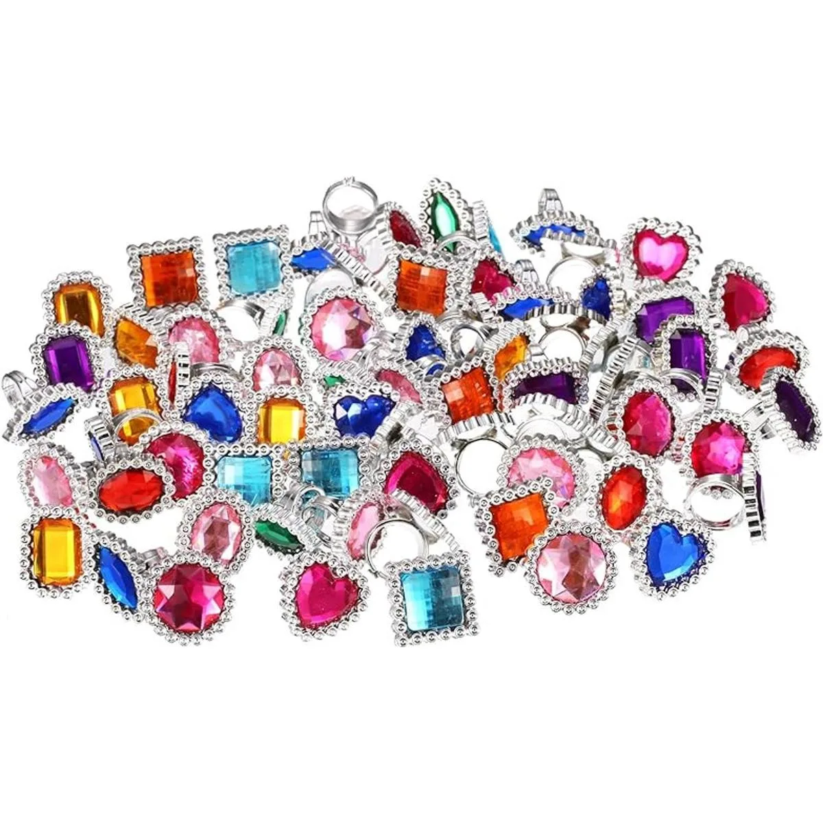 72 anillos de plástico coloridos brillantes ajustables_1