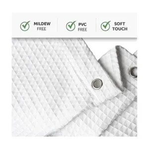 Juego de cortina de ducha blanca de tela gofre con forro_4