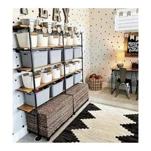 Estante industrial de tubo de hierro retro para montaje en_5