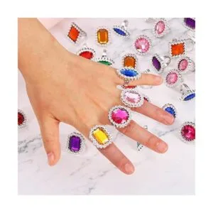 72 anillos de plástico coloridos brillantes ajustables_5