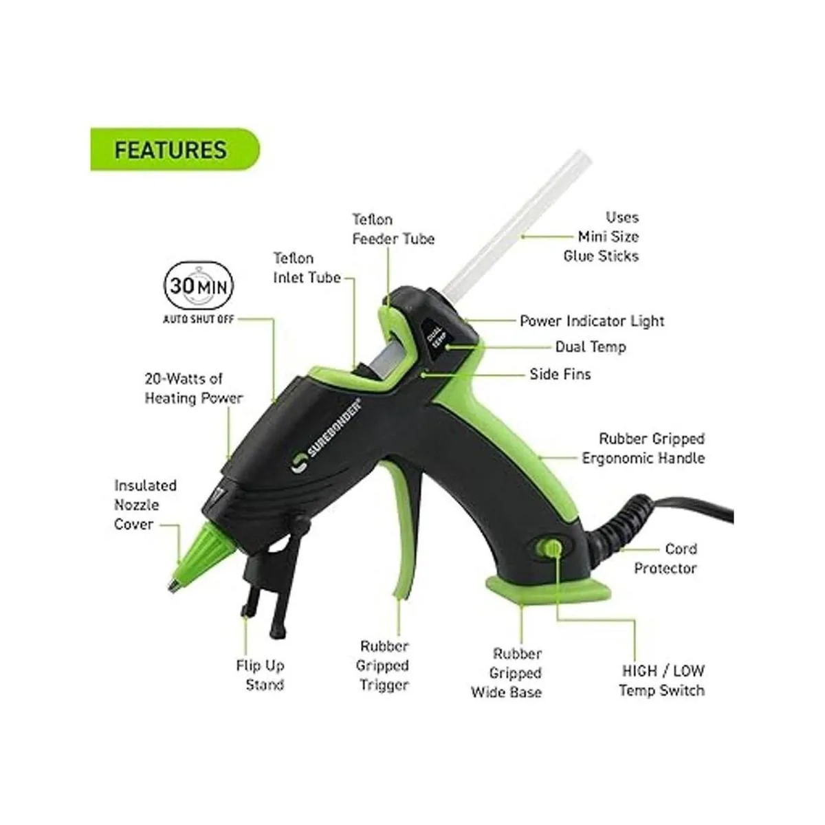 Surebonder Mini de pegamento caliente con doble_3