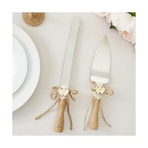 Juego de 4 cuchillos rústicos para pastel de boda y_2