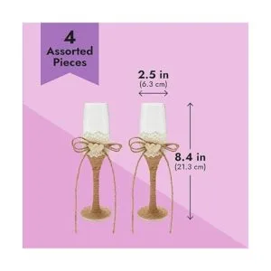 Juego de 4 cuchillos rústicos para pastel de boda y_5