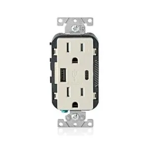 Leviton T5633B Cargador USB de 15 A tipo A y tipo C_1