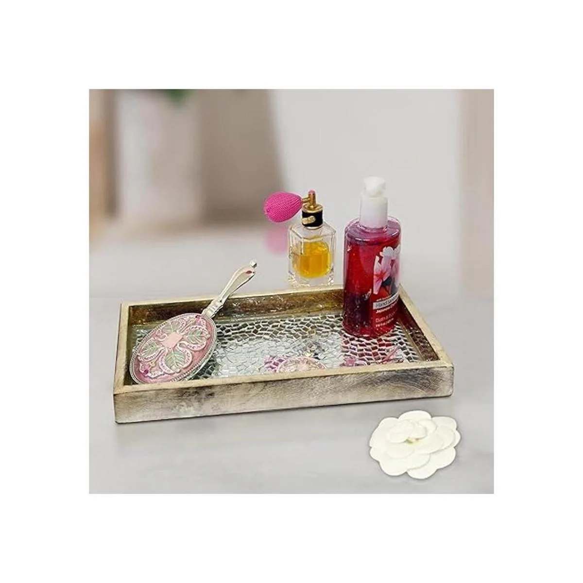 NuSteel Bandeja de mosaico para toallas de madera natural_4