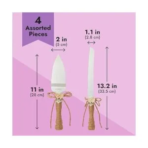 Juego de 4 cuchillos rústicos para pastel de boda y_4