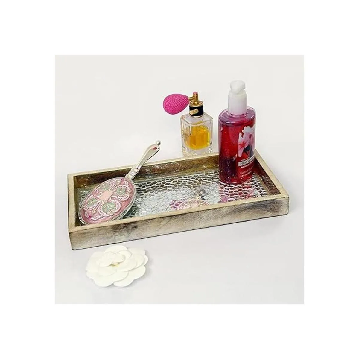 NuSteel Bandeja de mosaico para toallas de madera natural_3