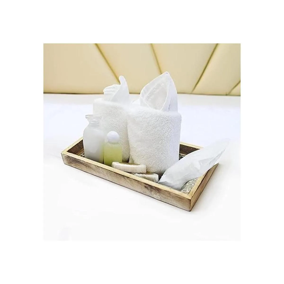 NuSteel Bandeja de mosaico para toallas de madera natural_2