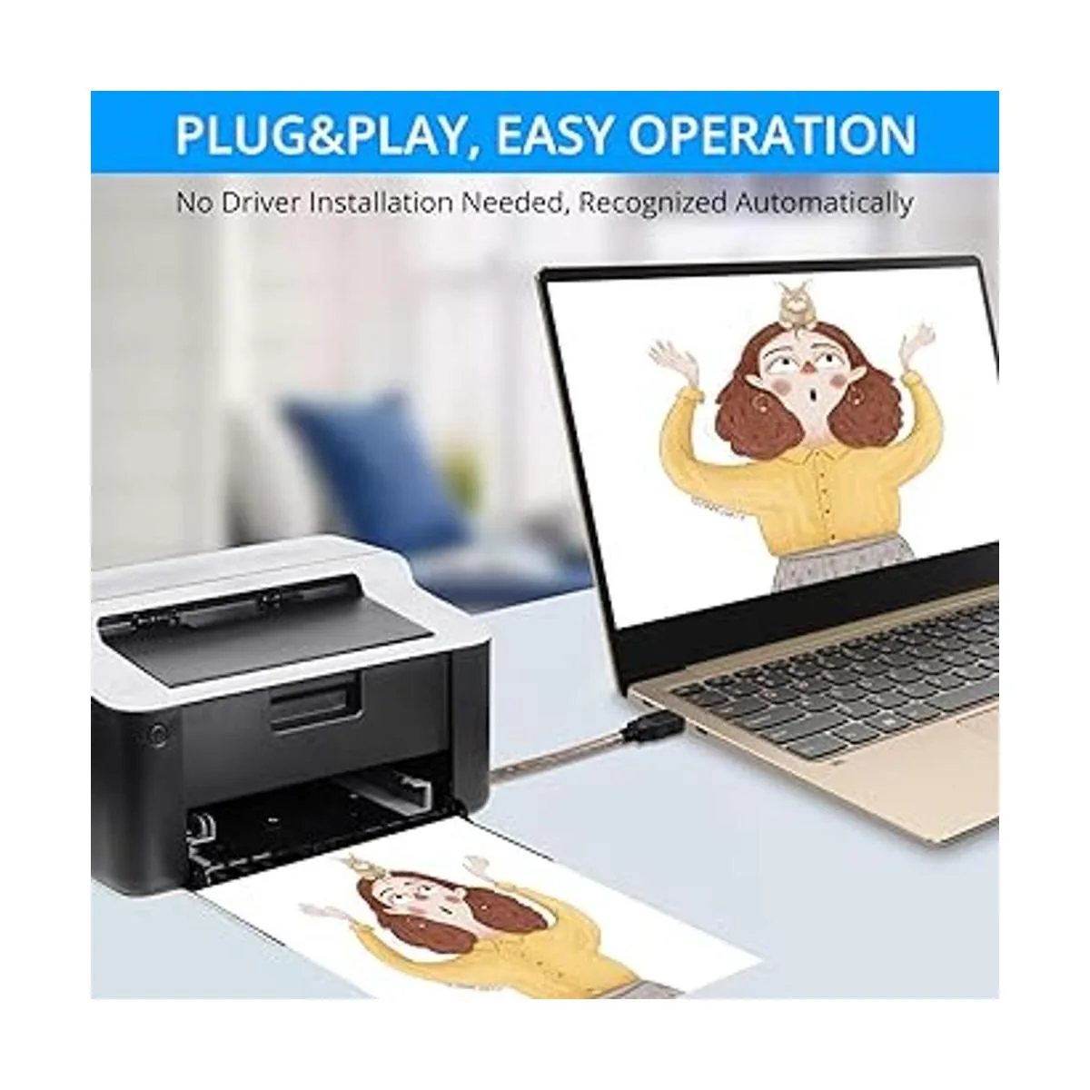 LDKCOK Cable de impresora USB 2.0 activo de 50 pies cable_2