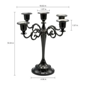 Candelabro de metal con 5 velas portavelas de 10.6_2