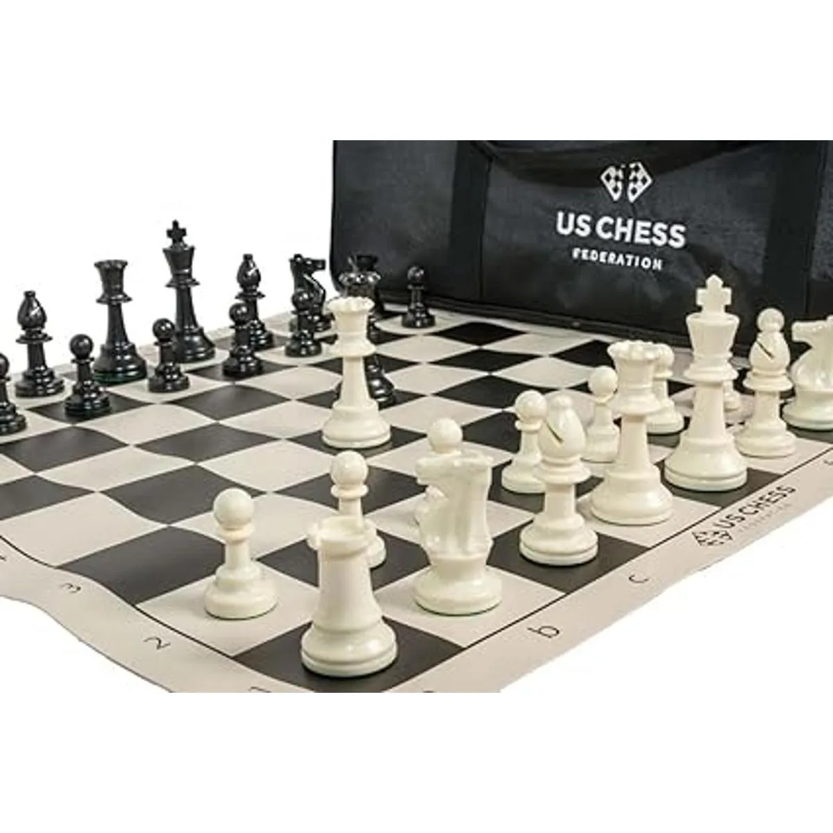 Juego de ajedrez con triple peso de ajedrez negro_3