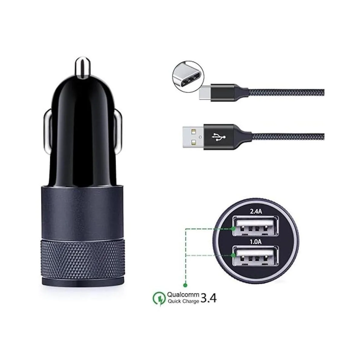 HUHUTA Cargador de coche USB tipo C adaptador de coche_5