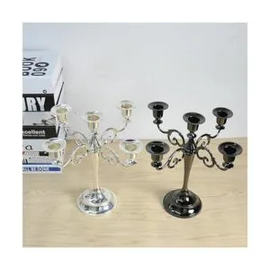 Candelabro de metal con 5 velas portavelas de 10.6_7