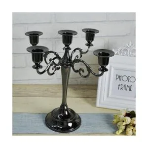 Candelabro de metal con 5 velas portavelas de 10.6_6