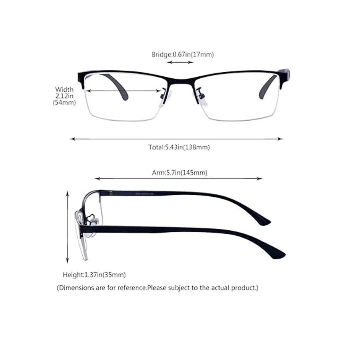 ALWAYSUV Moda Negro Medio Marco Lente Claro Negocio Gafas_5