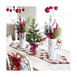 OurWarm Camino de mesa bordados de Navidad con hojas de_5