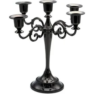 Candelabro de metal con 5 velas portavelas de 10.6_1