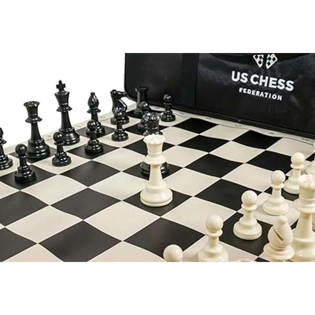 Juego de ajedrez con triple peso de ajedrez negro_4