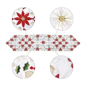 OurWarm Camino de mesa bordados de Navidad con hojas de_3