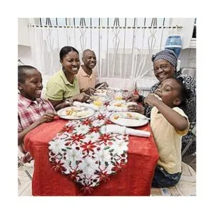 OurWarm Camino de mesa bordados de Navidad con hojas de_6