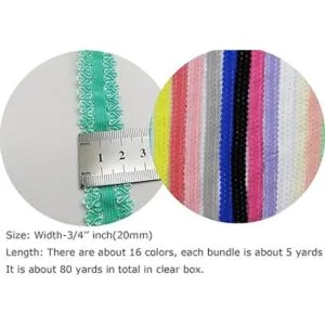 JESEP Cinta elástica elástica de color picot con ribete de_6