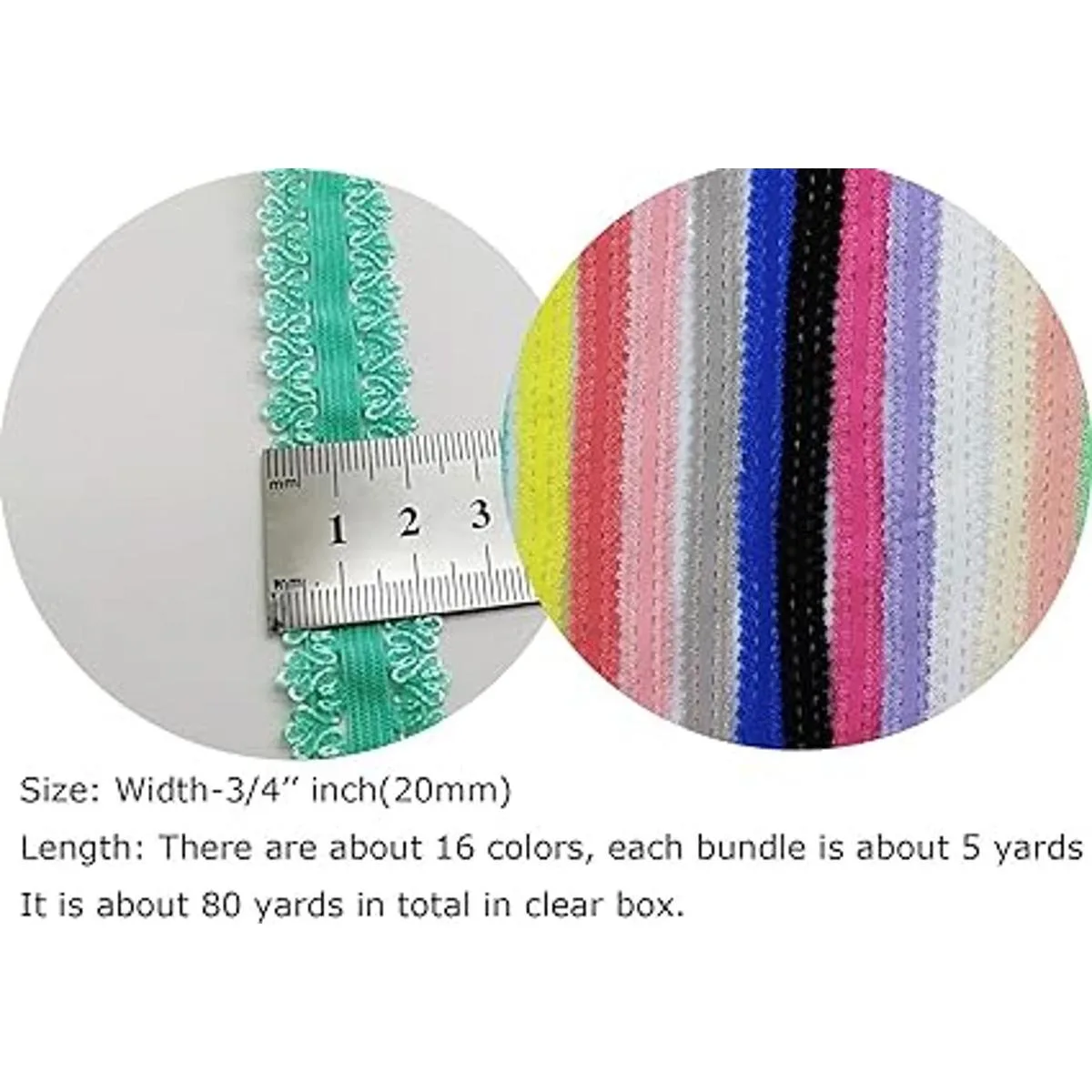 JESEP Cinta elástica elástica de color picot con ribete de_6