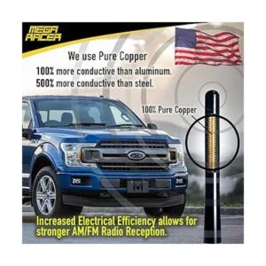 Mega Racer Antena automotriz corta de fibra de carbono de_4