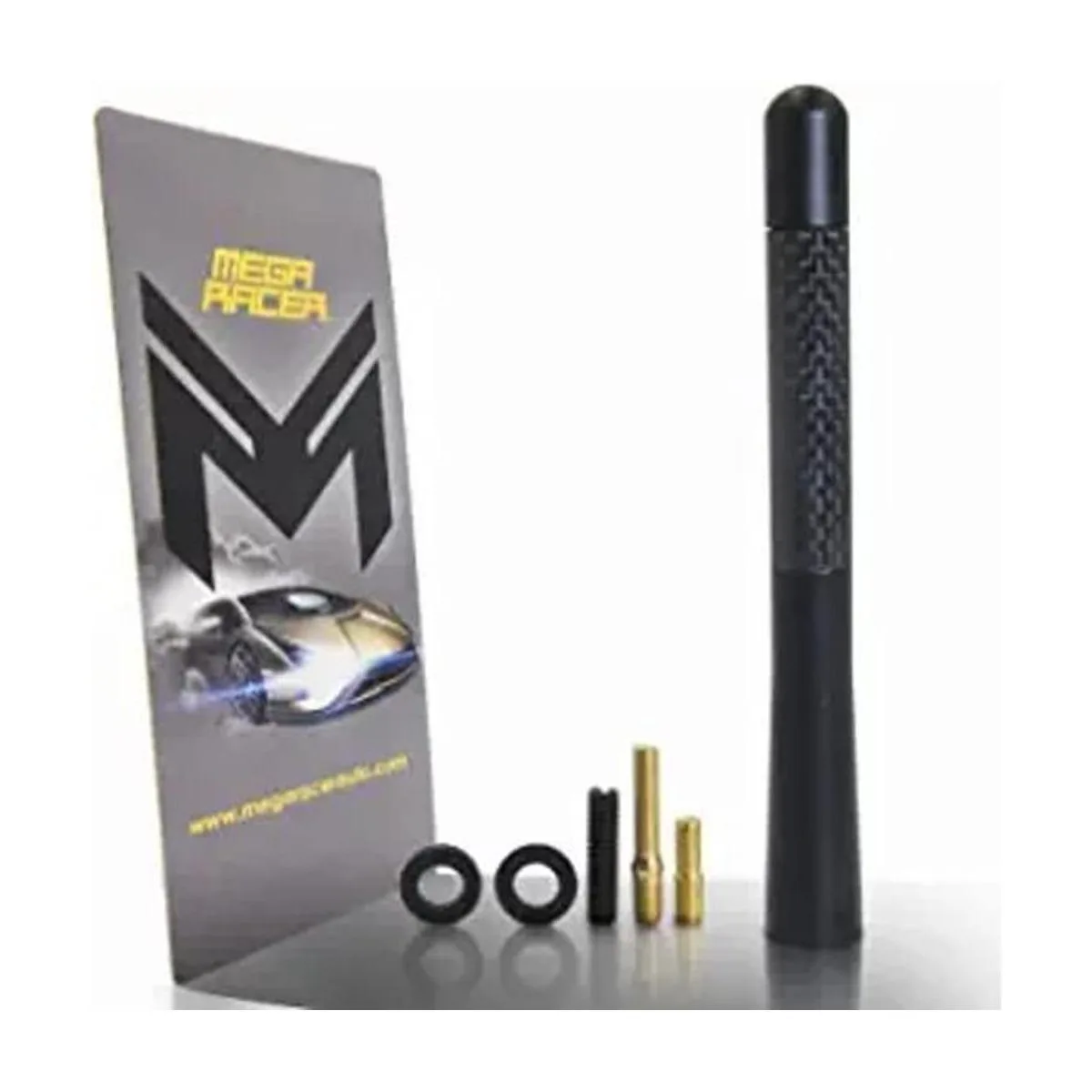 Mega Racer Antena automotriz corta de fibra de carbono de_1