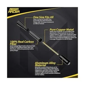 Mega Racer Antena automotriz corta de fibra de carbono de_5