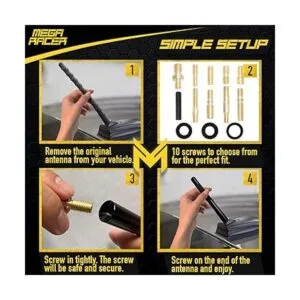 Mega Racer Antena automotriz corta de fibra de carbono de_6