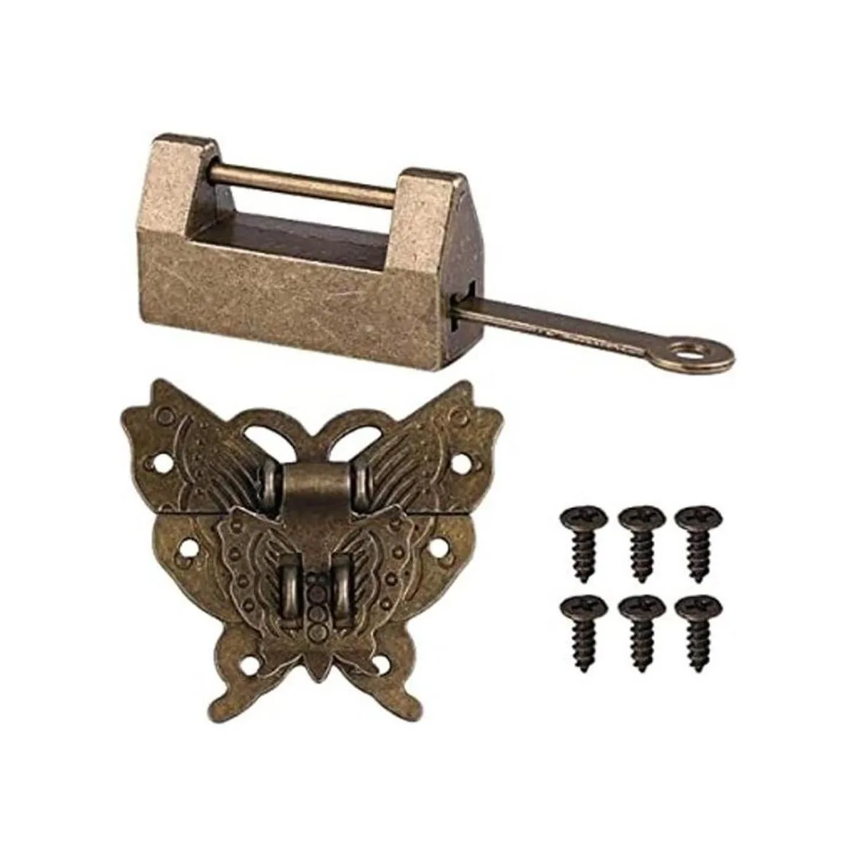 GTHER Juego de cerraduras chinas antiguas con llave y_1