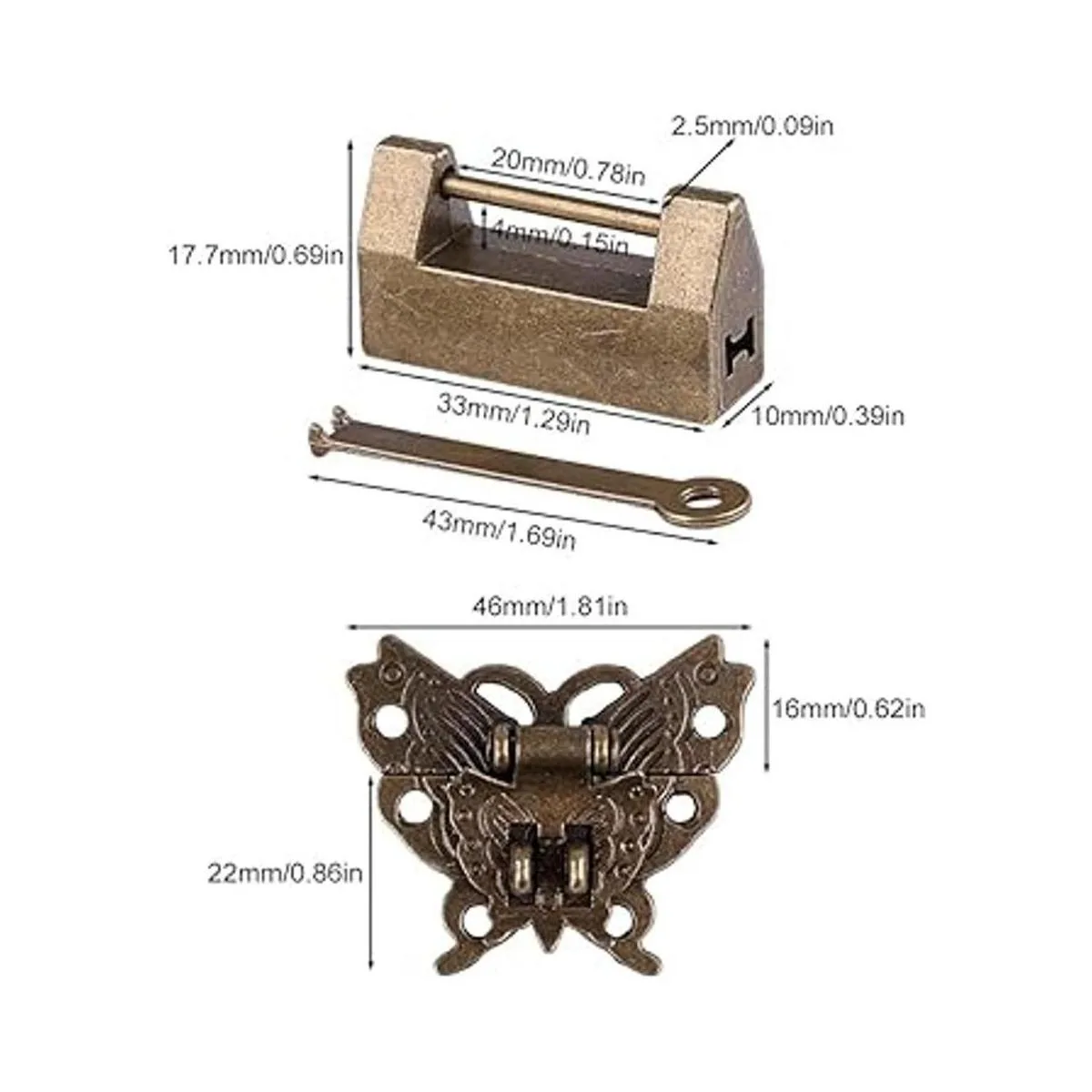 GTHER Juego de cerraduras chinas antiguas con llave y_3