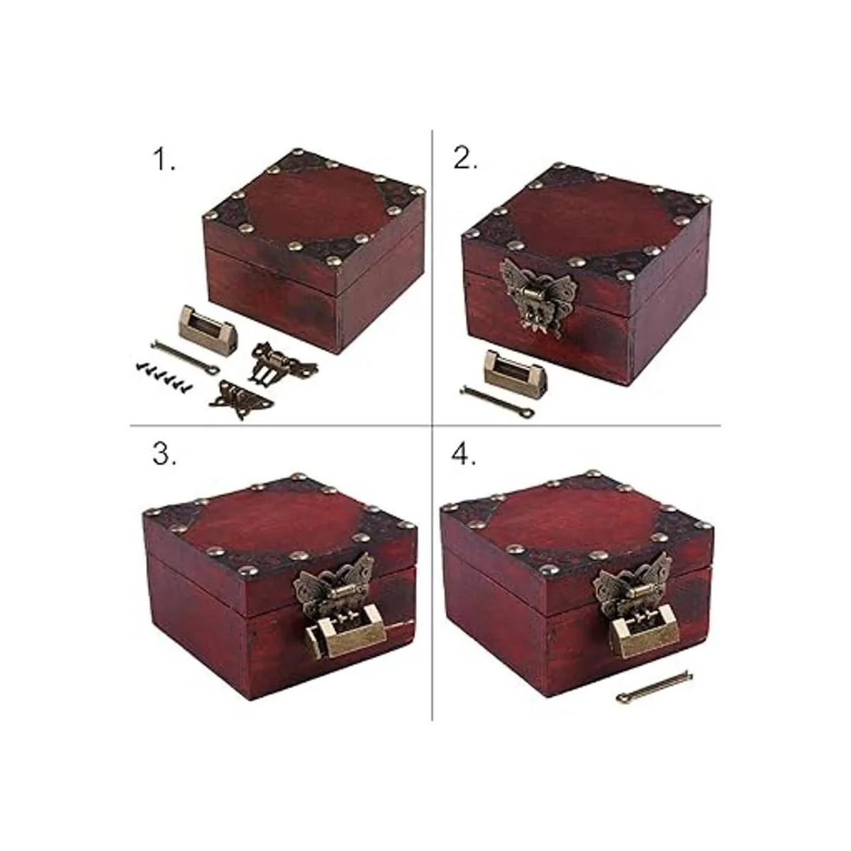 GTHER Juego de cerraduras chinas antiguas con llave y_5