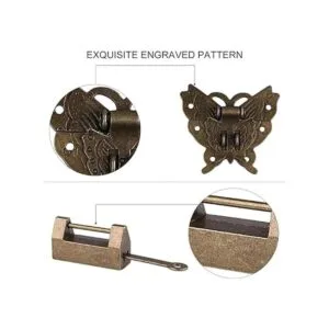 GTHER Juego de cerraduras chinas antiguas con llave y_4