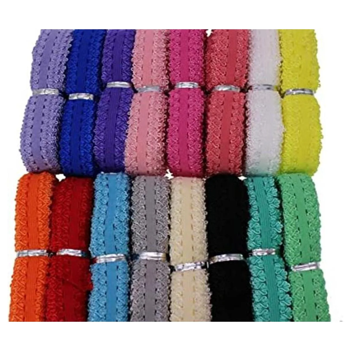 JESEP Cinta elástica elástica de color picot con ribete de_1