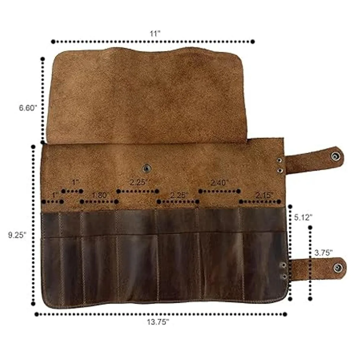 Hide Drink Leather Snap Tool Roll Up Bag 14 Slots_6
