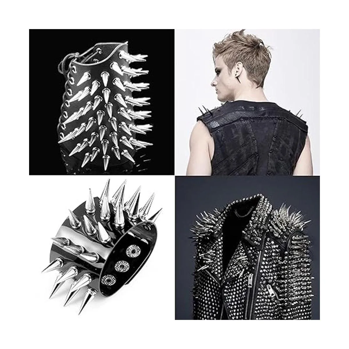 50 puntas de cono plateadas tachuelas traseras metálicas_5