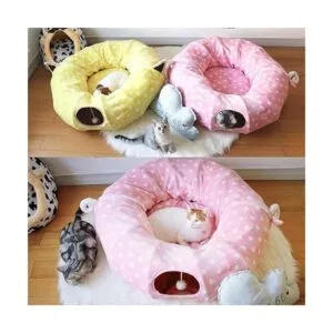 AUOON Cama de túnel para gatos con alfombrilla central_5