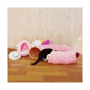AUOON Cama de túnel para gatos con alfombrilla central_6