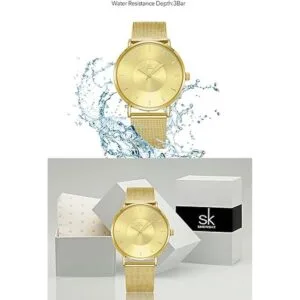 SHENGKE Simple Watches Reloj analógico de malla para_4