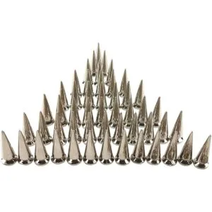 50 puntas de cono plateadas tachuelas traseras metálicas_2