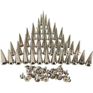 50 puntas de cono plateadas tachuelas traseras metálicas_1