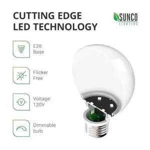 Sunco Lighting Paquete de 12 bombillas LED G25 para espejo_4