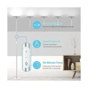 TROND Lámpara de pie LED para torchiere luz de poste_3