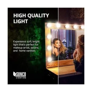 Sunco Lighting Paquete de 12 bombillas LED G25 para espejo_3